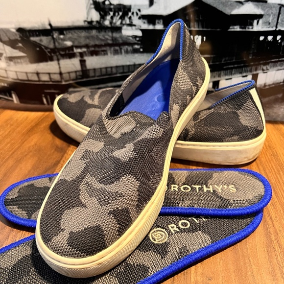 Rothy's Blue and Gray Camo Slip-On Loafers - Picture 1 of 5